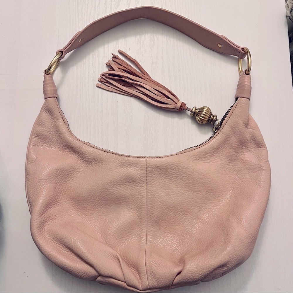 Elegant Pink Leather Hobo Bag